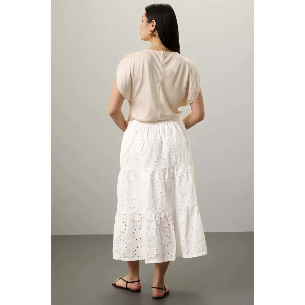 ba&sh Bell Midi Skirt White Floral Eyelet Cotton Boho Women Size M - Picture 4 of 14